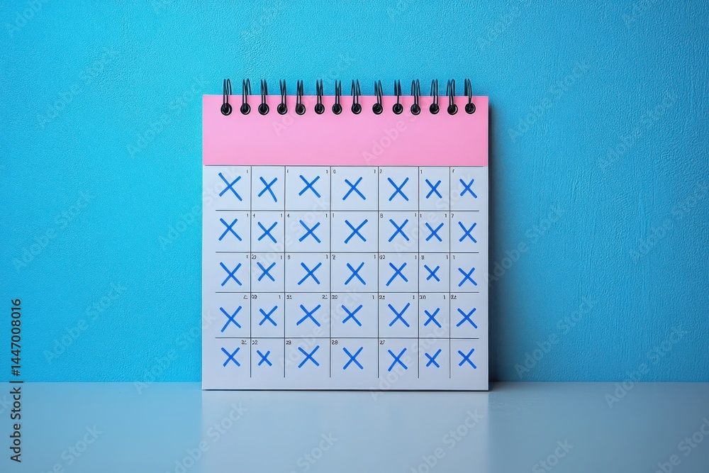 Poster calendar with days crossed out tracking time habits or countdown to an event