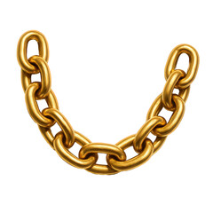 Obraz premium Close-up view of a brilliant shining gold chain with thick, interlocking links arranged in a gentle, elegant curve.