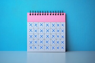 Calendar with days crossed out tracking time habits or countdown to an event