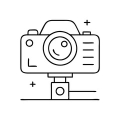 camera on icon, camera on line art - simple line art of camera on, perfect for camera on logos and icons