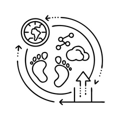 carbon footprint reduction icon, carbon footprint reduction line art - simple line art of carbon footprint reduction, perfect for carbon footprint reduction logos and icons