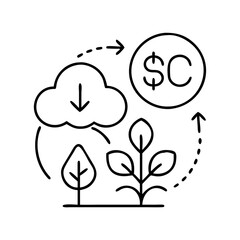 carbon offset icon, carbon offset line art - simple line art of carbon offset, perfect for carbon offset logos and icons