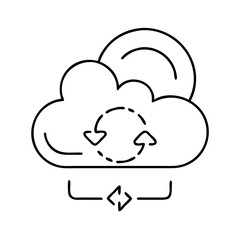 cloud sync icon, cloud sync line art - simple line art of cloud sync, perfect for cloud sync logos and icons