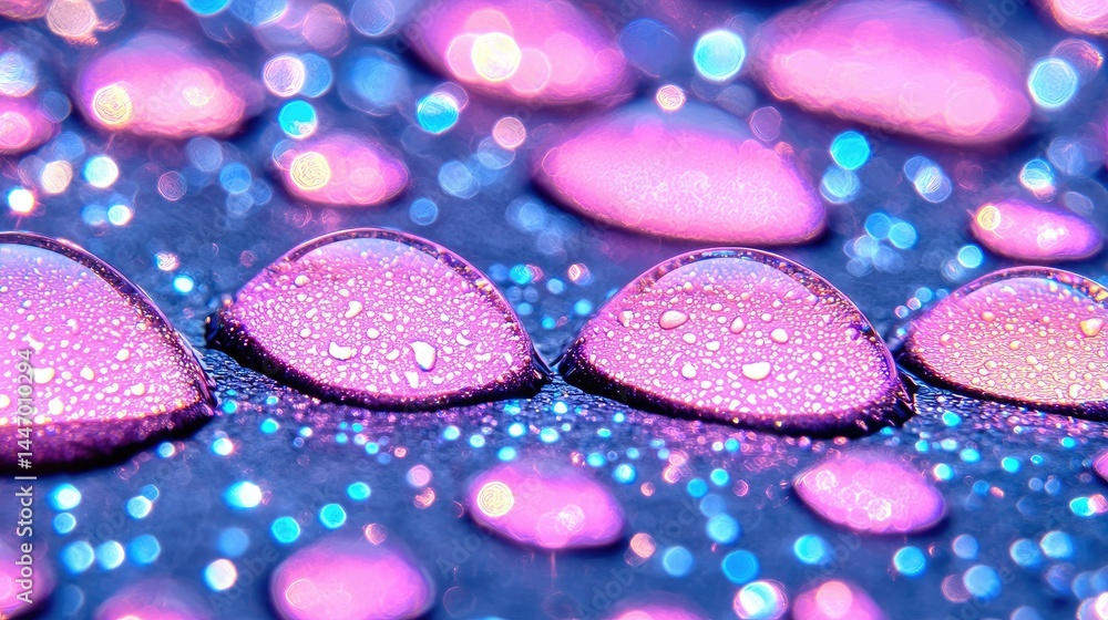 Poster a close up macro view of water droplets on a surface