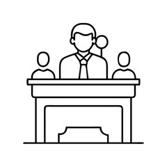 court hearing icon, court hearing line art - simple line art of court hearing, perfect for court hearing logos and icons