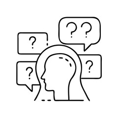 critical questioning icon, critical questioning line art - simple line art of critical questioning, perfect for critical questioning logos and icons