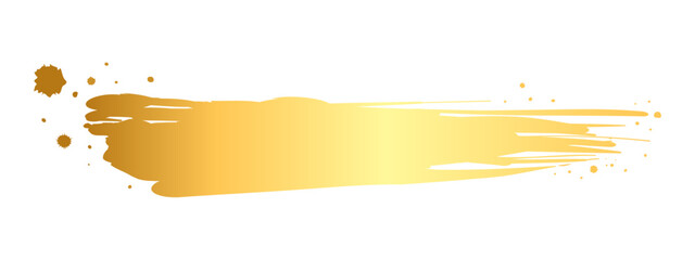 毛筆で描いた金色の横線イラスト