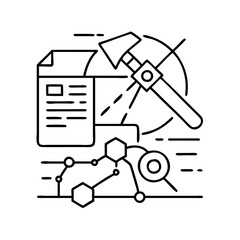 data mining icon, data mining line art - simple line art of data mining, perfect for data mining logos and icons