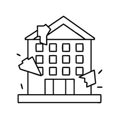 demolished building icon, demolished building line art - simple line art of demolished building, perfect for demolished building logos and icons