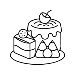 dessert icon, dessert line art - simple line art of dessert, perfect for dessert logos and icons