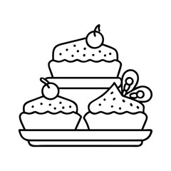 dessert icon, dessert line art - simple line art of dessert, perfect for dessert logos and icons