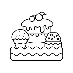 dessert icon, dessert line art - simple line art of dessert, perfect for dessert logos and icons