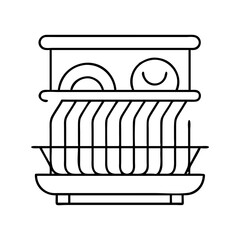 dish rack icon, dish rack line art - simple line art of dish rack, perfect for dish rack logos and icons