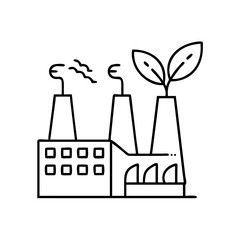 eco friendly factory icon, eco friendly factory line art - simple line art of eco friendly factory, perfect for eco friendly factory logos and icons
