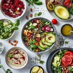 Colorful Fresh Vegetable Salad with Crisp Lettuce, Juicy Tomatoes, Crunchy Cucumber, Carrots, and a Light Olive Oil Dressing &ndash; Healthy, Vegan, and Perfect for Summer or Side Dishes