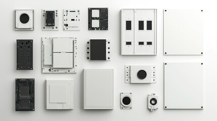 Electrical panels isolated on white background