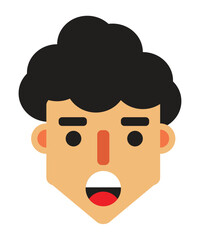 Curly Hair Male Avatar in Flat Design


