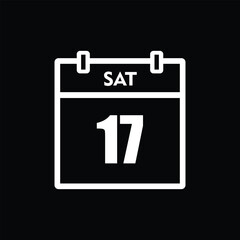 calender icon, 17 saturday icon with black background