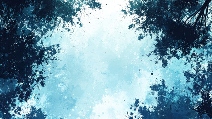 Obraz premium serene forest background with soft blue hue and foliage framing top