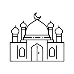 mosque icon, mosque line art - simple line art of mosque, perfect for mosque logos and icons