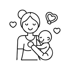 mother and baby icon, mother and baby line art - simple line art of mother and baby, perfect for mother and baby logos and icons