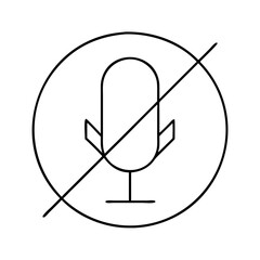 mute microphone icon, mute microphone line art - simple line art of mute microphone, perfect for mute microphone logos and icons