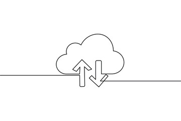 Cloud storage continuous one line drawing and minimalist style isolate outline vector icon