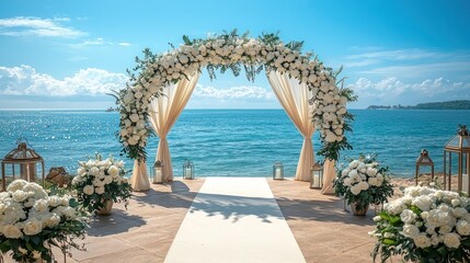Beach Wedding Ceremony Arch with Flowers
