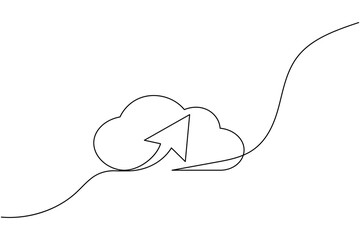 Cloud storage continuous one line drawing and minimalist style isolate outline vector icon