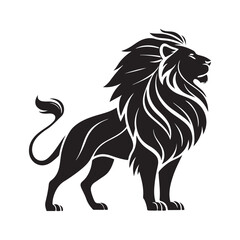 Fototapeta premium Silhouettes of black simpleLion on white background