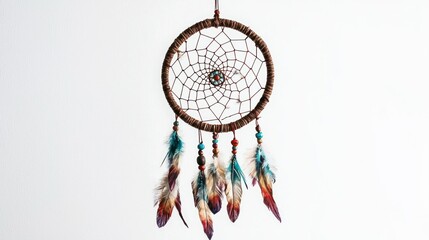 Ethereal dreamcatcher painting isolated on white background