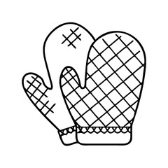 oven mitts icon, oven mitts line art - simple line art of oven mitts, perfect for oven mitts logos and icons