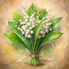 Obraz premium Lily of the valley flower on white background