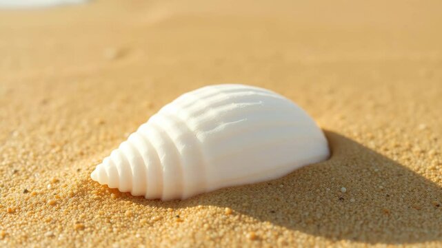 a small white shell on a sandy beach