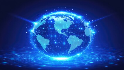 Fototapeta premium Glowing digital globe, network connections, futuristic technology
