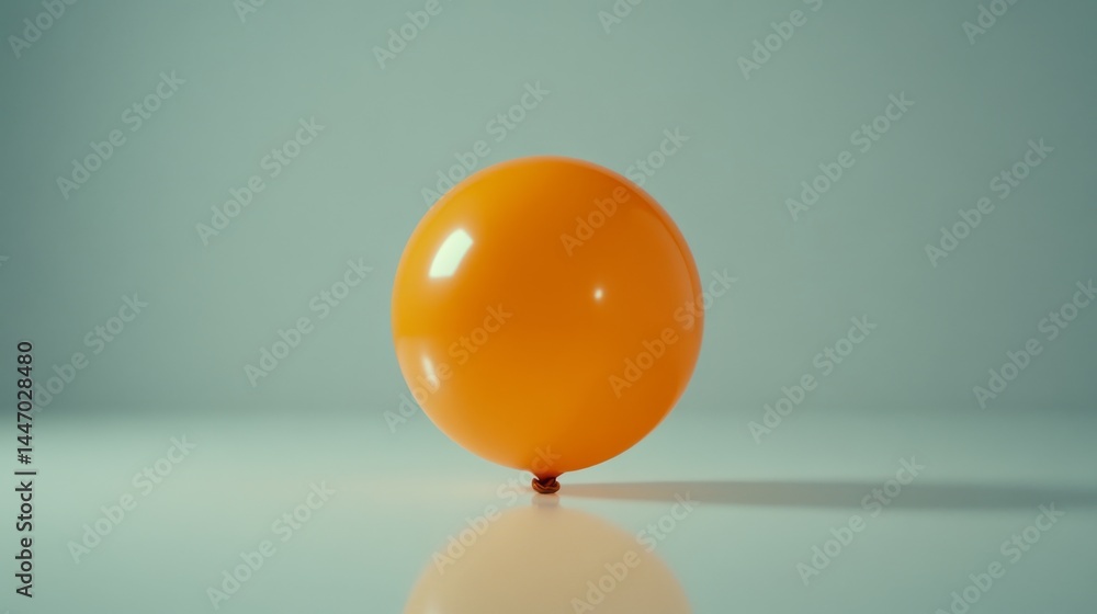 Fototapete close-up shot of a minimalist orange lightbulb enhanced by soft diffused lighting on a plain backgro