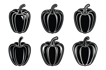 Bell pepper Icon silhouette set for design with white background. Simple illustration of bell pepper