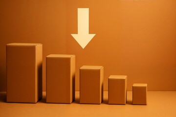 Decreasing Value Concept – Cardboard Boxes with Down Arrow