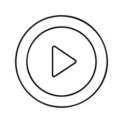 play button icon, play button line art - simple line art of play button, perfect for play button logos and icons