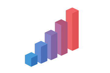 Isometric 3D Gradient Bars — Value Change Chart