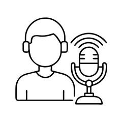 podcast host icon, podcast host line art - simple line art of podcast host, perfect for podcast host logos and icons