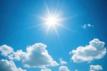 Bright sunny sky with puffy clouds