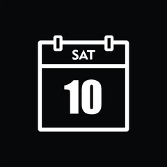 calender icon, 10 saturday icon with black background