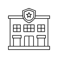 police station icon, police station line art - simple line art of police station, perfect for police station logos and icons