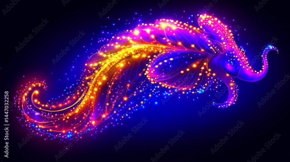 Poster luminous phoenix fantasy sparkling in the darkness creating a mesmerizing spectacle with a magical f