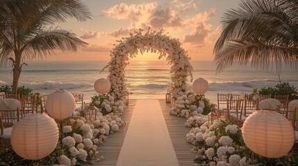 Elegant beachfront wedding ceremony