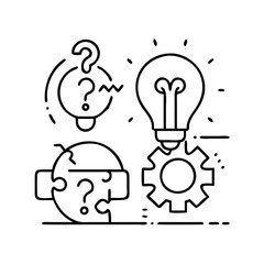 problem solving icon, problem solving line art - simple line art of problem solving, perfect for problem solving logos and icons