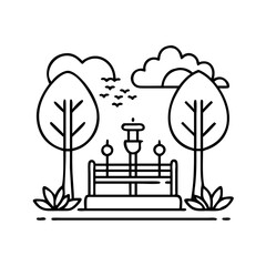 public park icon, public park line art - simple line art of public park, perfect for public park logos and icons