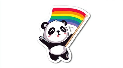 Happy Panda with Rainbow Flag Icon