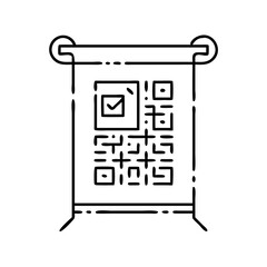 qr code on banner icon, qr code on banner line art - simple line art of qr code on banner, perfect for qr code on banner logos and icons